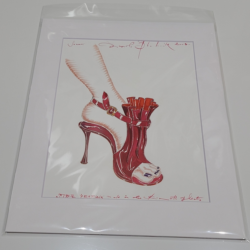 New Manolo Blahnik art print matted white 11 X 14